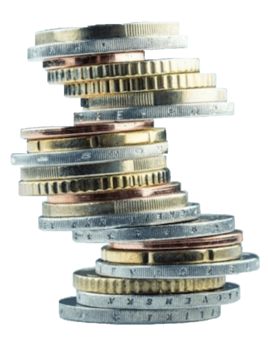Mixture of stacked coins.