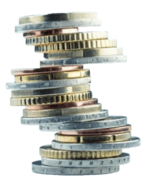 Mixture of stacked coins.