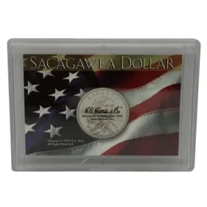 H.E. Harris Coin Holders Sacagawea Frosty Coin Snap Lock American Flag 2×3-front image view-20244