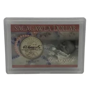 H.E. Harris Sacagawea Frosty Coin Snap Lock It’s a Girl! 2×3-face front image view-20254