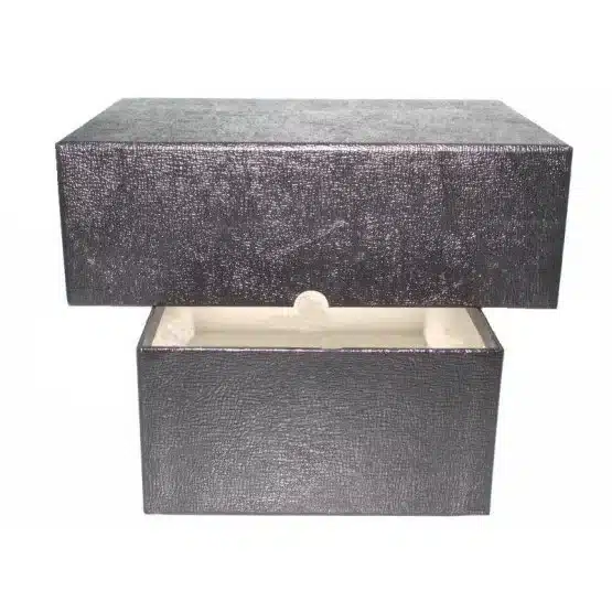 Guardhouse Heavy Duty Mint Set Box, 10.6x6.8x3.62, Black, lid on top of bottom sitting sideways image view-20033