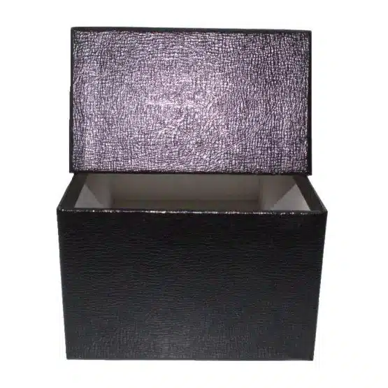 Guardhouse Proof Set Box, 10.75×5.75×3.6, Black, lid slightly open and sitting on top image view-20004