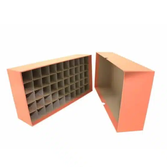Guardhouse Heavy Duty Quarter Coin Tube Box, 12x6x3.75, Orange, bottom and lid sitting side by side image view-20596105