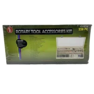 228 Piece Rotary Tool Accessories Kit with Wooden Storage Box, front of packaging image view-20650