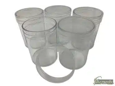 American Silver Eagle-Round Tubes by H.E. Harris-Row of 3 with row of 2 and lid off sitting in front below tubes-5 pack-204745