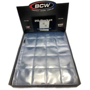 BCW coin page protectors for binders-20 pocket pages 2x2 open Box of 100-page protectors image view-20096100