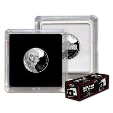 BCW 2x2 single coin display case, two example displays coins not included with packaged box of 25 20997