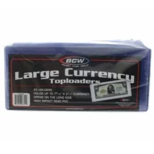 BCW Toploaders Large Currency, Rigid PVC Holders packaged, front image view-20541TN