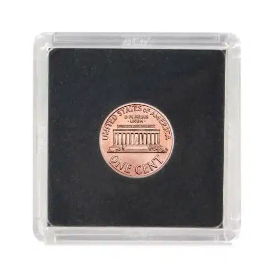 BCW premium snaplock 2x2 coin holders for pennies, coin not included, black, front image view-20996