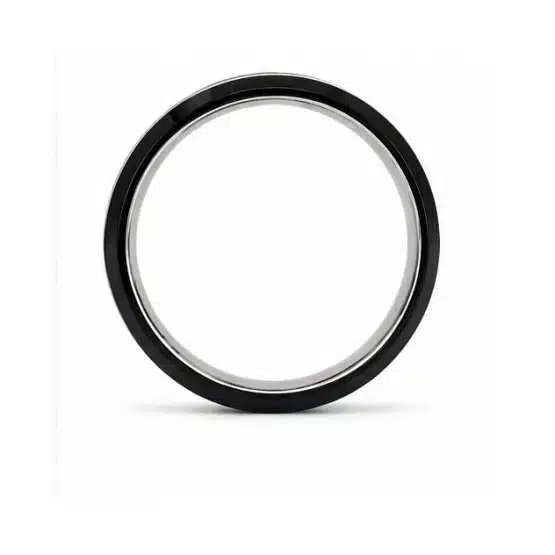 Black edge stainless steel ring side view-20597SR157