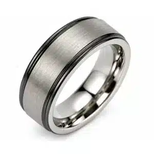 Black stainless steel ring-20597SR407