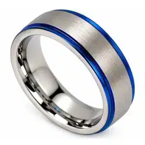 Blue stainless steel ring-20597SR409