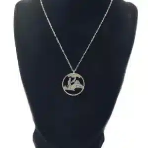 California State Jewelry, Coin Cut Necklace, State Quarter, 18-inch Chain on black display zoomed in image view-20561CA
