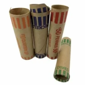 Crimped-end assorted coin wrappers for coins all 4 sizes, up-close image view-20132TN