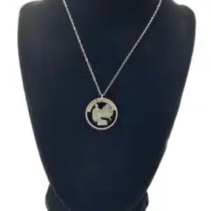 District of Columbia State Quarter, Cut Out Coin Necklace,18-inch Chain on black display zoomed in image view-20561DC