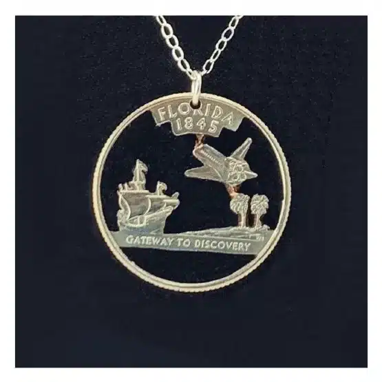 FL. Coin Cut Jewelry State Quarter Chain image view-20561FL