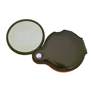 Folding 5x magnifying glass flipped out of its black pouch image view-20753TN