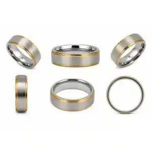 Gold edge stainless steel ring for women multiple views-20597SR206