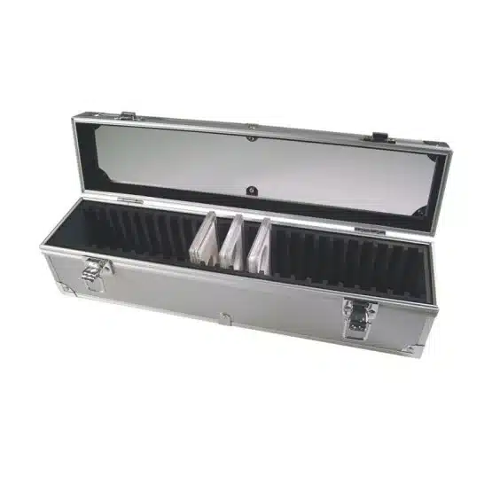 Guardhouse Aluminum Coin Slab Display Case for 25 Certified Slabs, samples not included, opened, showing inside image view-21094