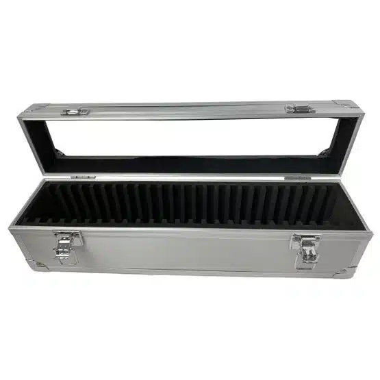 Guardhouse Aluminum Coin Slab Display Case for 25 Certified Slabs, top opened, showing inside image view-21094