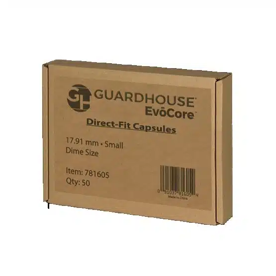 Guardhouse Dime 18mm Direct Fit Coin Capsules 50 pack, closed box image view-20659