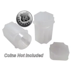 Guardhouse Medallion 1 oz silver coin tubes 39mm, currency not included, two single containers with one lid off image view-21062TN