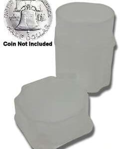 Half-Dollar coin tube-square-by Guardhouse-lid-off-to-left-front-back-of-franklin-half-dollar-coin-not-included-21059