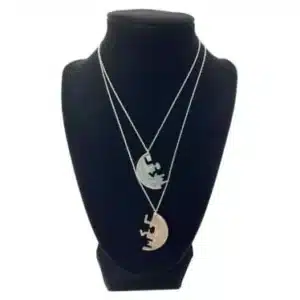Cute Couples Necklace, Kennedy Half Dollar, Love Cut Jewelry on black display image view-20562057