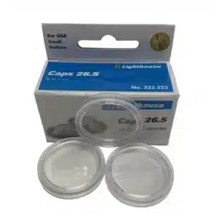 Lighthouse 26.5mm Coin Capsules Small Dollar Direct Fit 10 Pack, sample shot from above image view-20079