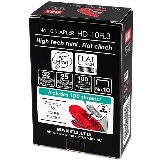 Red MAX mini stapler angled view - 20030R