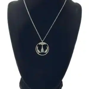 Maryland Cut Out Coin Necklace, State Quarter, 18-inch Chain on black display zoomed in image view-20561MD