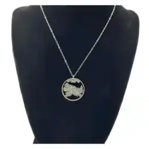 Mississippi State Jewelry Cut Quarter 18-inch Chain on black display zoomed image view-20561MS