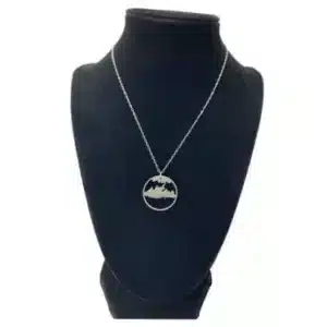 New Jersey State Necklace, Quarter Cut Out, 18-inch Chain on black display image view-20561NJ