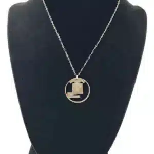 New Mexico coin cut jewelry State Quarter on black torso display zoomed image view-20561NM