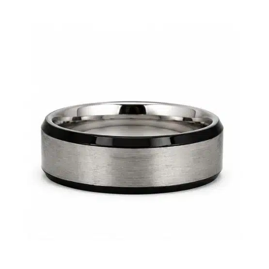 Personalized black stainless steel ring for men-20597SR157