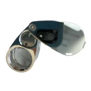 Professional jewelers loupe 10x, unfolded and zoomed in image view-20590AC-TN