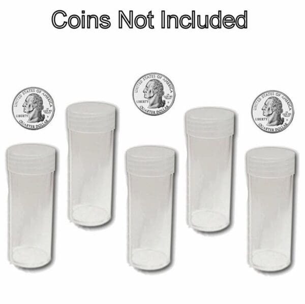 quarter coin tubes by BCW-5 standing, cap on-coins not included-209815