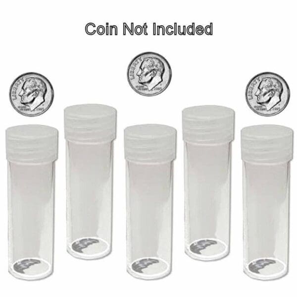 dime coin tubes by BCW-5 standing, caps on-coins not included-209805