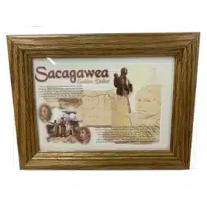 Sacagawea with Lewis and Clark, 5x7 Solid Oak Two Coin Frame, Easel Back by Edgar Marcus-front image view-20316552TN