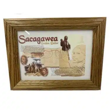 Sacagawea with Lewis and Clark, 5x7 Solid Oak Two Coin Frame, Easel Back by Edgar Marcus-front image view-20316552TN