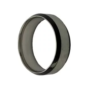 Stainless Steel Ring for Men-Silver Center High Polished-Black Edged-turned slightly to right image view-20597SR157TN