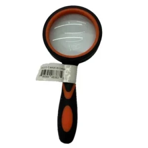 Small handheld magnifying glass front of rubberized handle and lens image view-20047TN