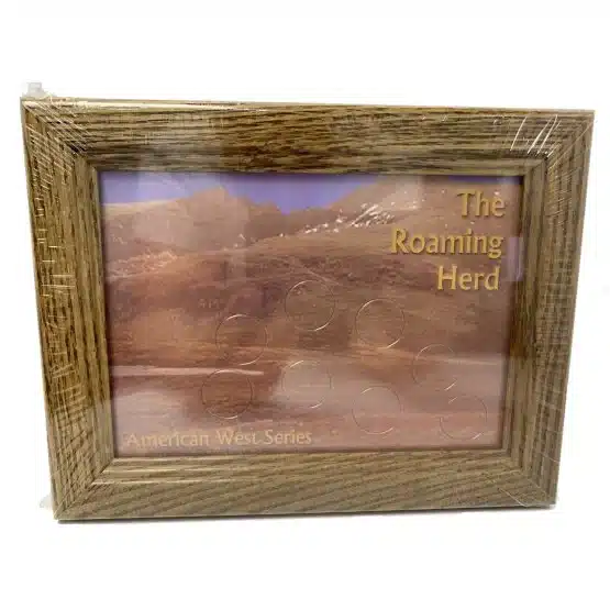 The Roaming Herd Coin Frame Solid Oak Easel Back by Edgar Marcus, packaged image view-20312555