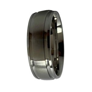 Men's stainless steel ring-standing on rim turned slightly left image view-20597SR305