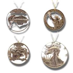 4 pieces of handcrafted cut coin jewelry