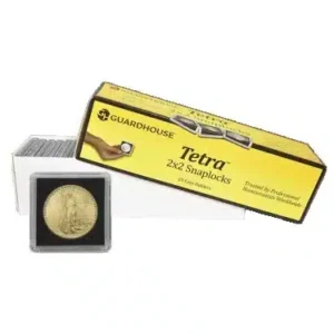 Guardhouse 1 oz gold coin holders 2x2 Tetra snap lock style, Box of 25 example coin capsulated not included image view-21560