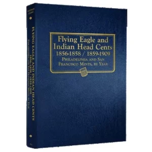 1856-1909 Whitman Indian Head Cent Album, Flying Eagle Series, P-S Mints, classic blue front cover image view-21592TN