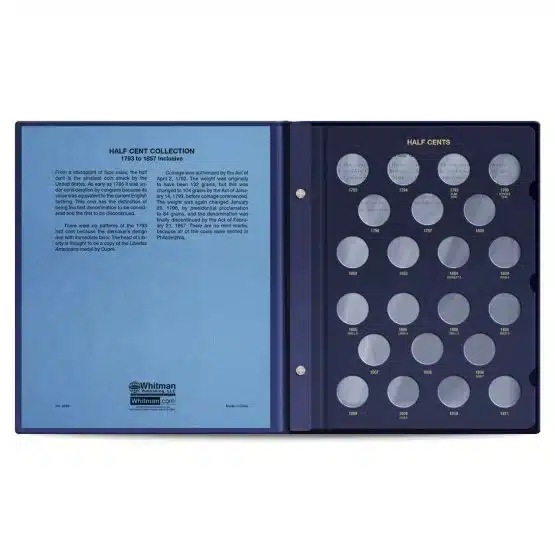 1793-1857 Whitman Half Penny Album, classic blue inside cover page image view-21594