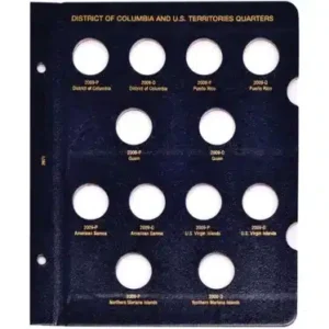 2009 Whitman Coin Album Pages for D.C. and Territories, P-D Mints included. 12 openings in a classic blue hue front image view-21619