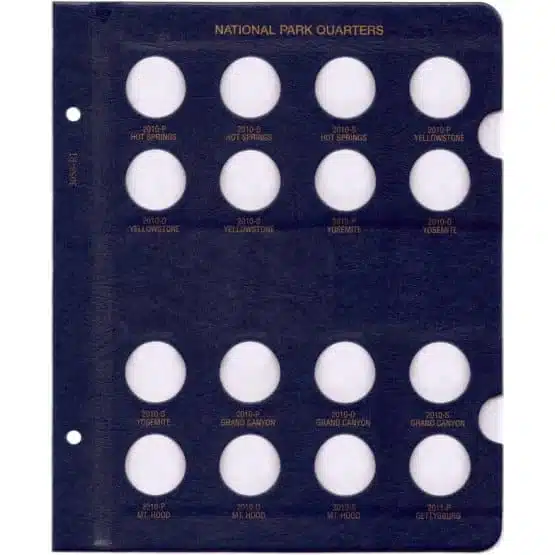Whitman National Park Quarter Album 2010-2015, P-D-S Mints, classic blue page 1 image view-21623